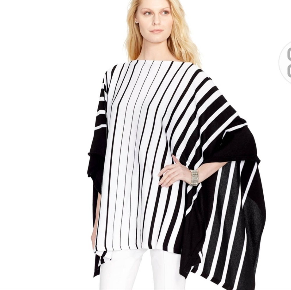 LAURE- RALPH  Lauren Tybalt striped poncho sweater